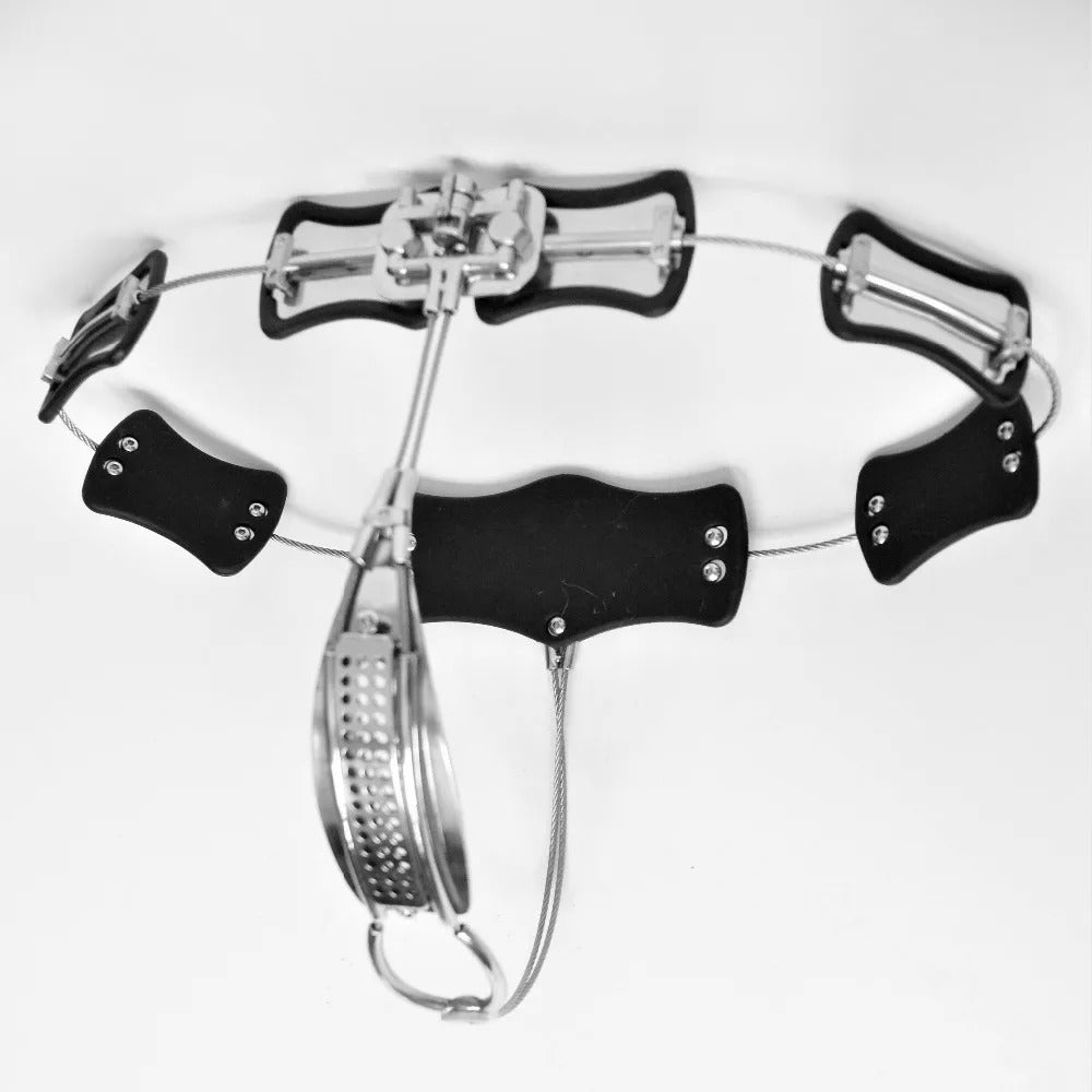 Adjustable Stainless Steel Female Chastity Belt – T-Style Secure Locking Device