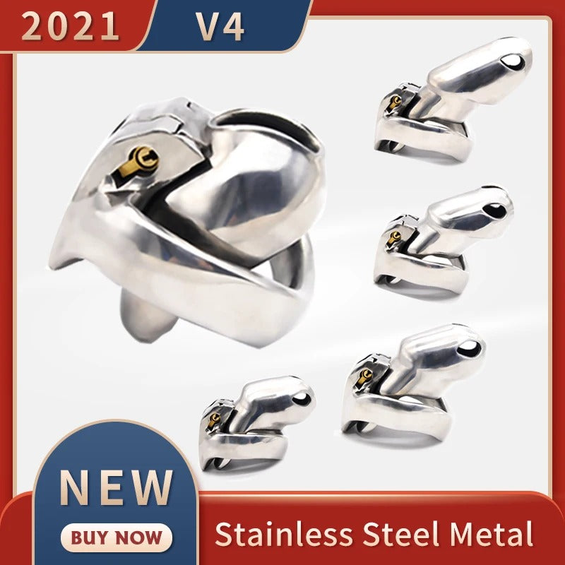 HT-V4 Male Chastity Device Stainless Steel Cage With Ring
