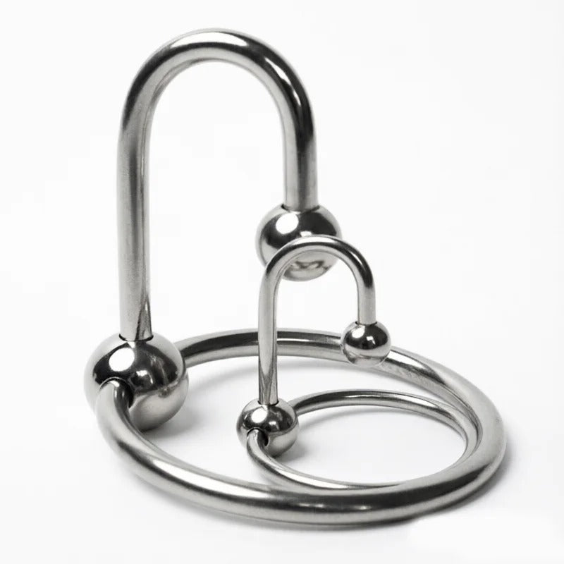 Stainless Steel Urethral Dilator & Penis Ring – Metal Locking Ring for Men