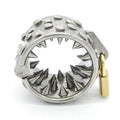 Stainless Steel Male Chastity Ring – 4-Row Locking Design Pendant Device