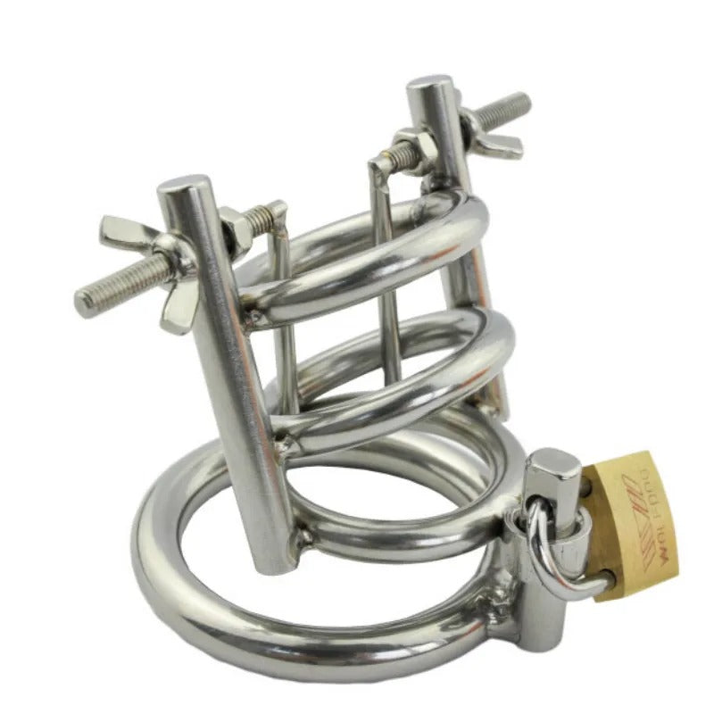 Stainless Steel Men’s Chastity Device Ring & Plug Set
