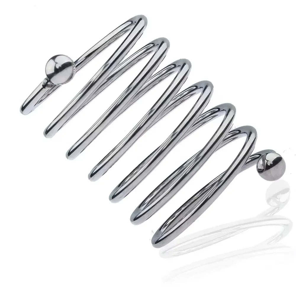 Extended Stainless Steel Wave Thread Penis Ring – Spring-Design Male Delay Ejaculation Ring