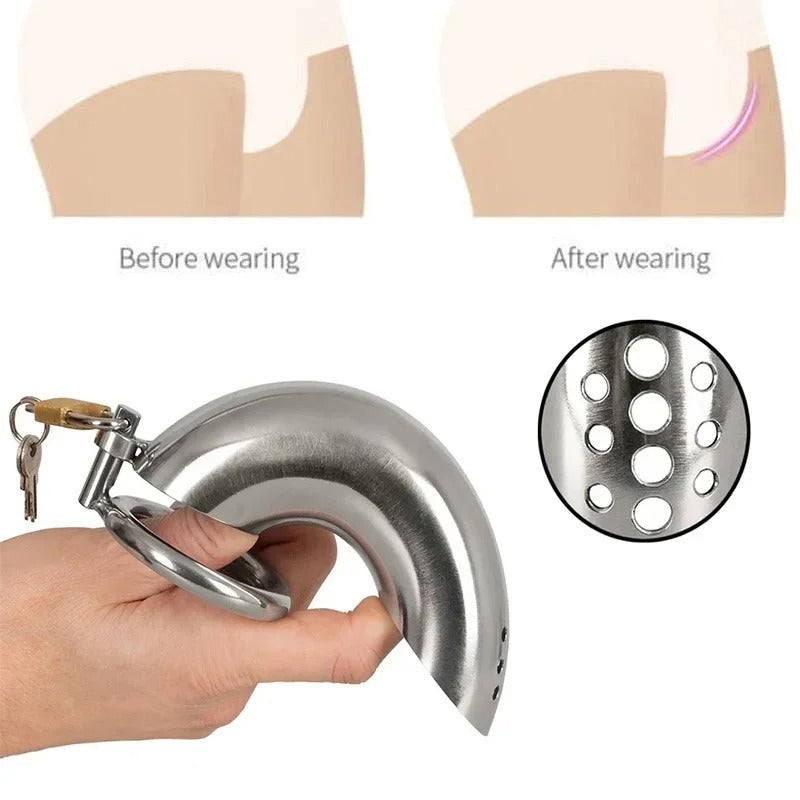 Large Metal Male Chastity Cage – Secure Stainless Steel Locking Device with Adjustable Rings