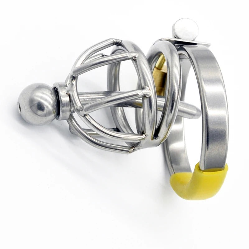 Metal Stainless Steel Male Chastity Cage with Catheter Plug