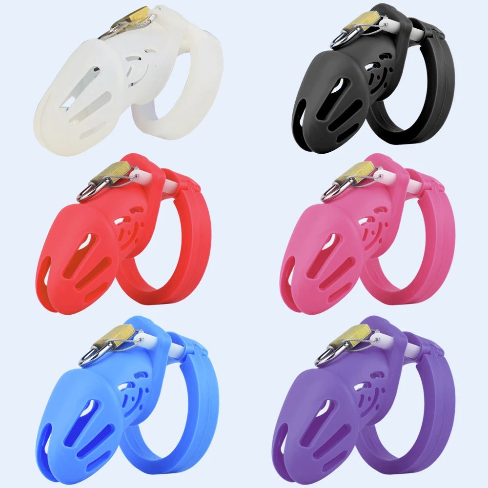 Silicone Male Chastity Cage – Lightweight CB Lock with 5 Rings I Available in 6 Colors