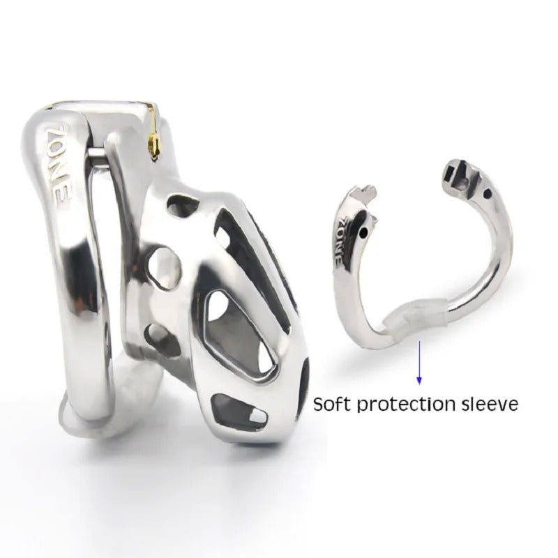 Metal Male Chastity Device with Openable Ring and Vent Hole Design