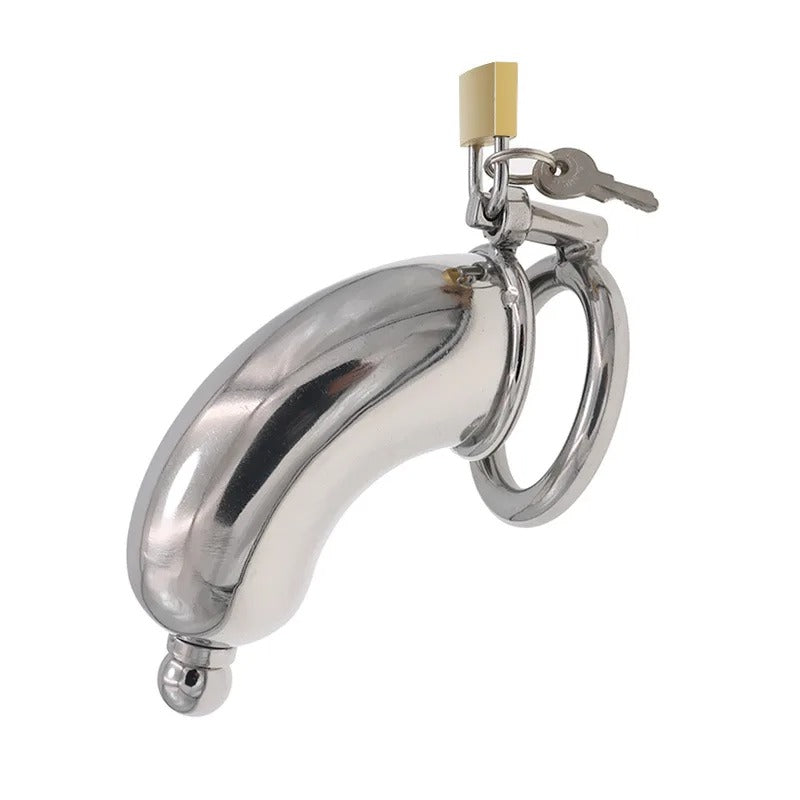 304 Stainless Steel Male Chastity Cage with Urethral Catheter – Secure Locking Device for Men