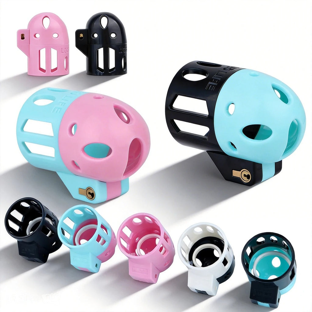 ABS Male Chastity Cage – Lightweight Breathable Hollow Design, Ergonomic Fit (Mixed Colors)