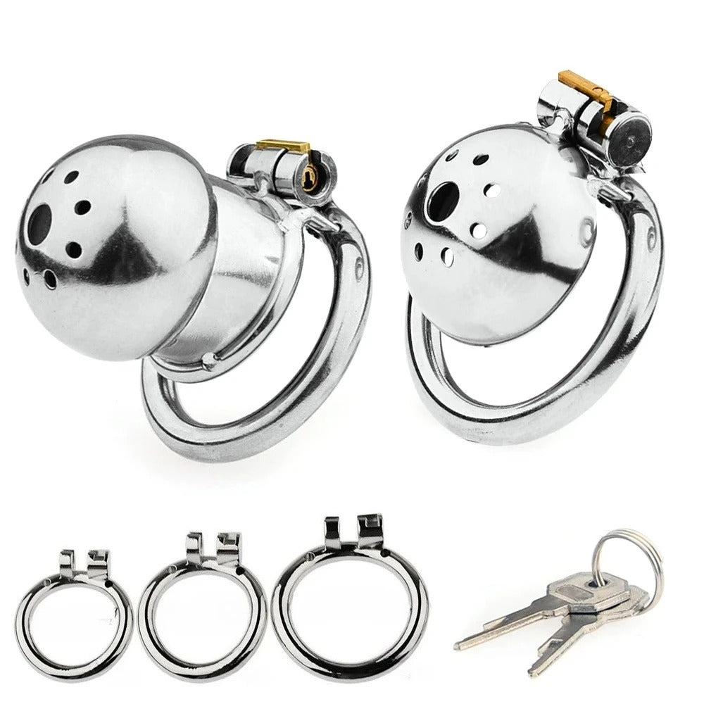 Stainless Steel Male Chastity Cage with Urethral Lock – Secure Metal Bondage Device