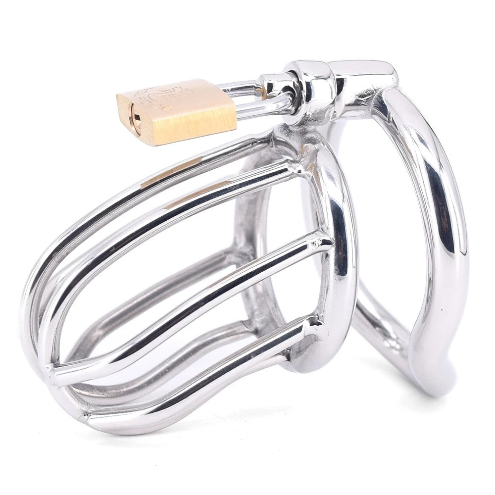 Stainless Steel Male Chastity Cage with Lock Approx. Length 75mm