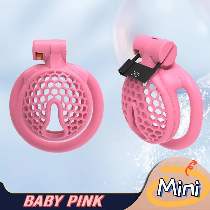 Mini Bee-Hive Design Male Chastity Device – Breathable Cage with Two Ring Types