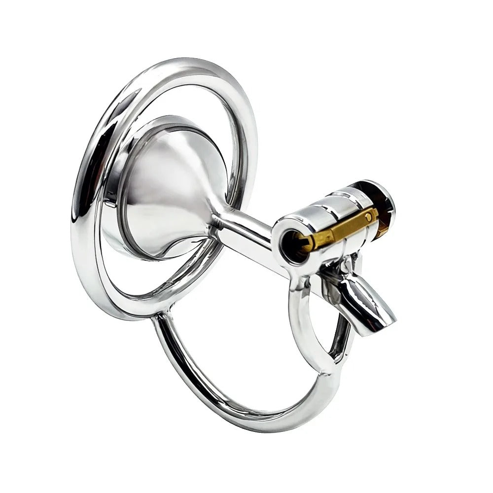 Reverse-Style Stainless Steel Male Chastity Cage – Secure Abstinence Lock Device for Men