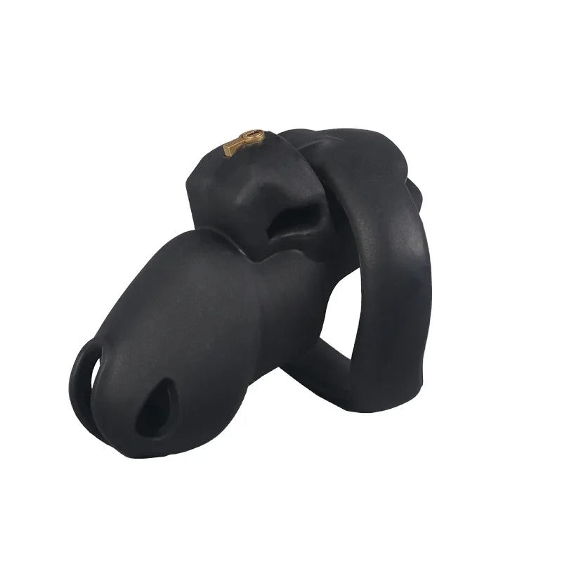 New Model Silicone Male Chastity Cage – Lightweight Lock with 5 Rings, Black & Pink