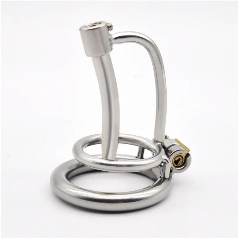 316 Stainless Steel Male Chastity Device with Removable Catheter and Stealth Lock