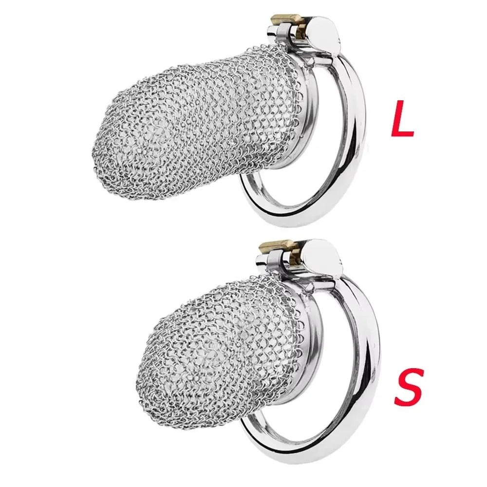 Mesh Design Stainless Steel Male Chastity Device – Soft Armor Style Locking Cage