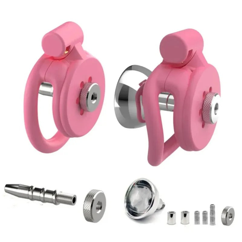 Chastity Cage 3D Flat with 4 Rings – CB Lock Device with Urethral Catheter for Men