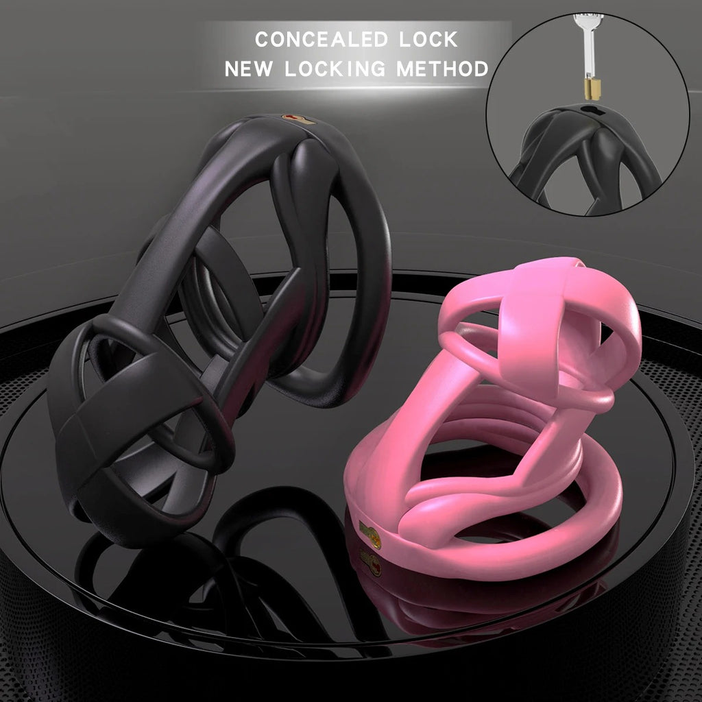 Model X Male Chastity Device Sleeve with Lock and 4 Rings