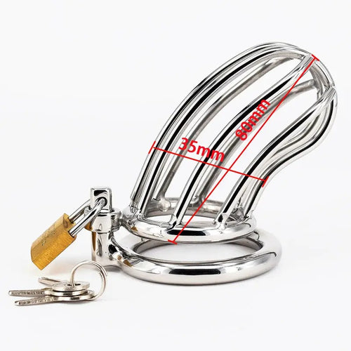 304 Stainless Steel Chastity Cage | 80 mm Compact Cage + Ring (40–50 mm)