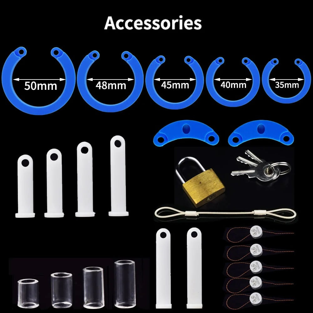 Silicone Male Chastity Cage – Lightweight CB Lock with 5 Rings I Available in 6 Colors