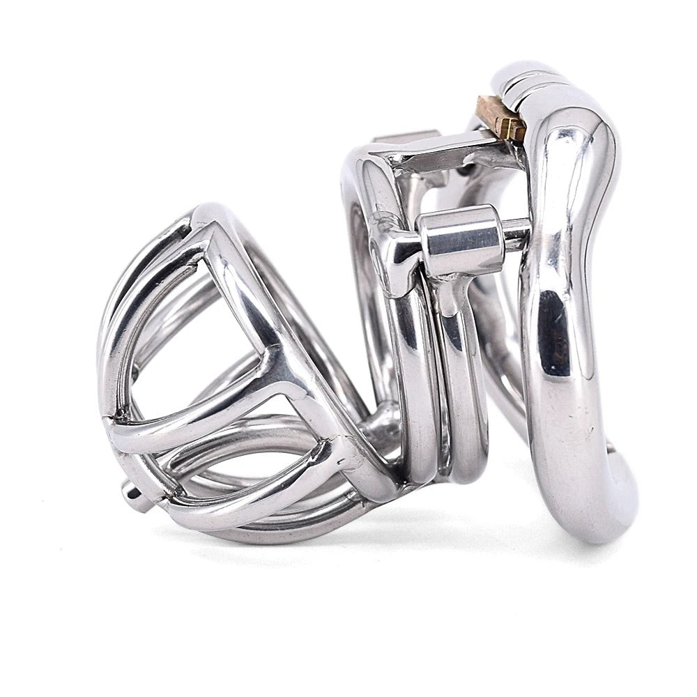 3mm PA Stainless Steel Male Chastity Cage – Breathable Locking Device with Secure Ring