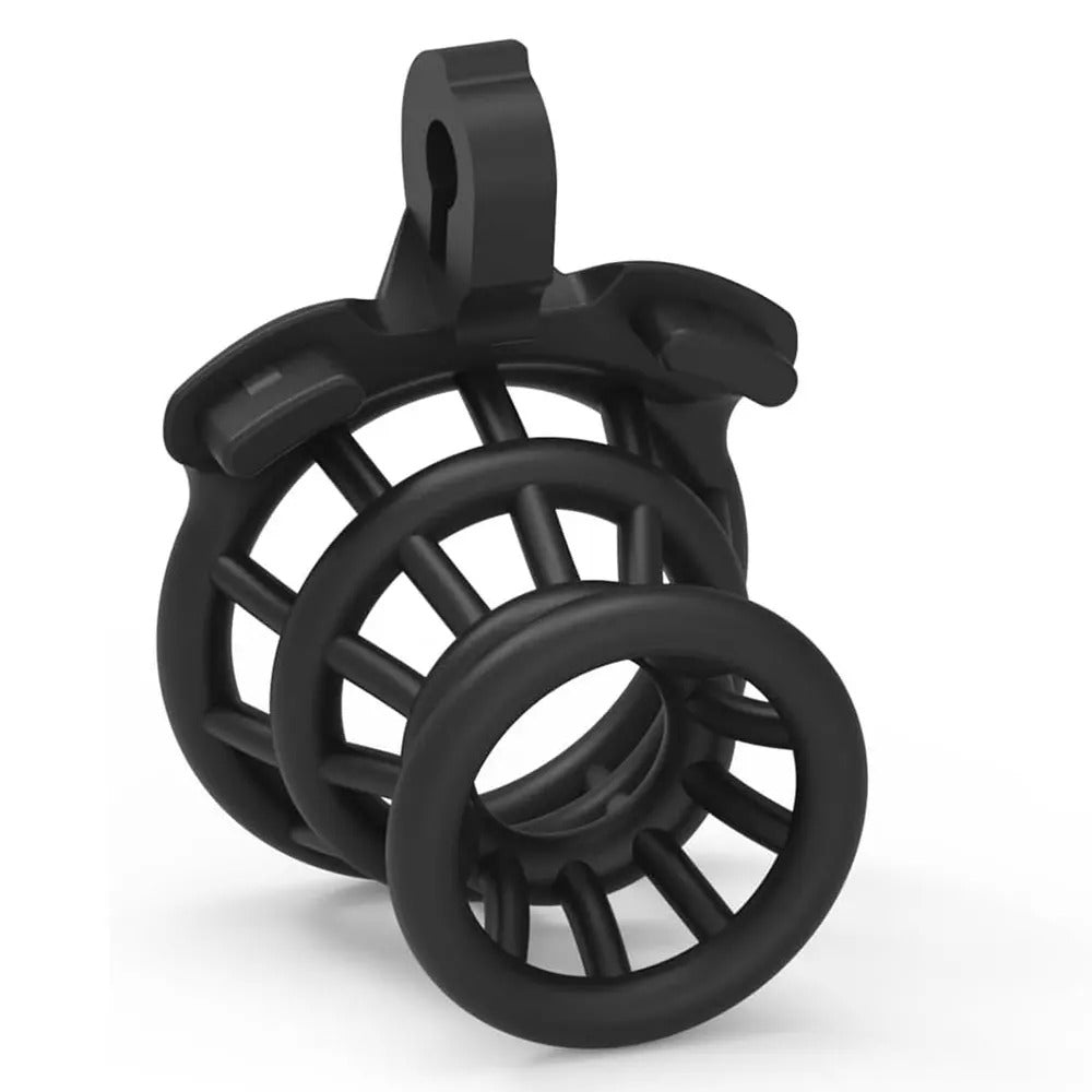 Mini Male ABS Chastity Device – Secure Locking Cage with 4 Base Rings