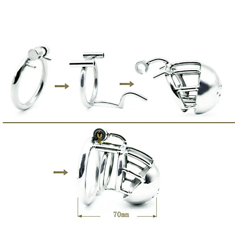316 Stainless Steel Male PA Chastity Device with Ring