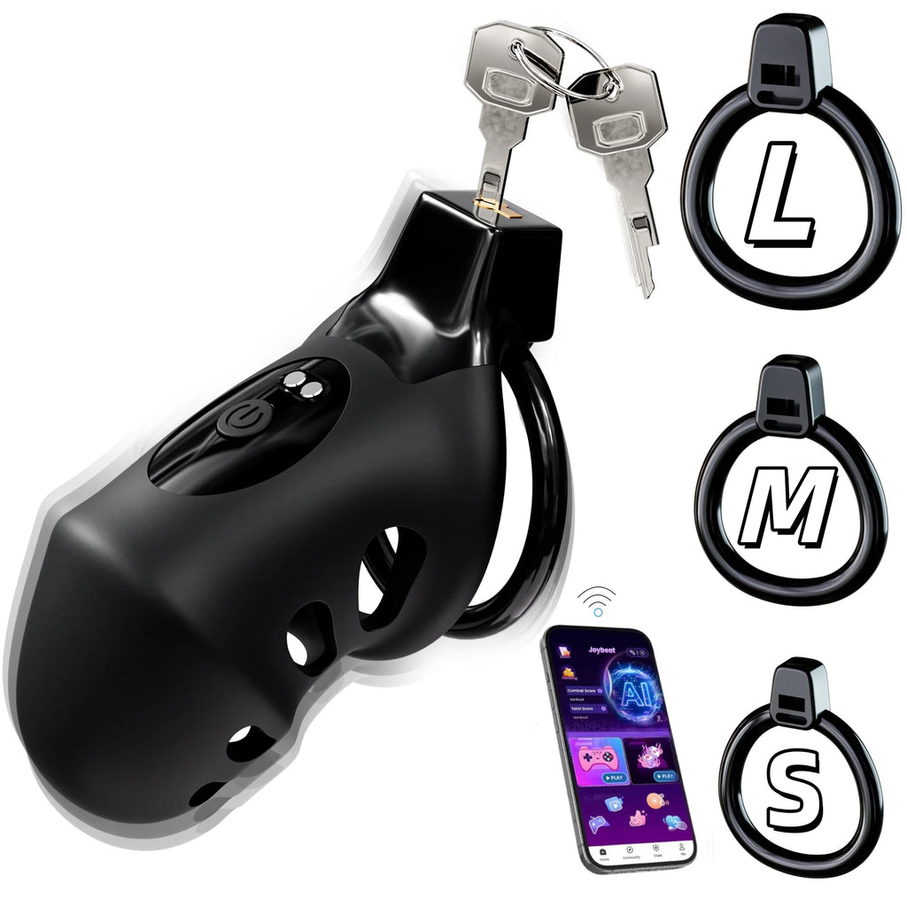 App-Controlled Vibrating Chastity Cage – Smart Lock Device with 10 Vibration Modes & Remote Control
