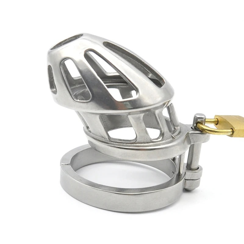 Stainless Steel Male Chastity Cage with High-Grade Steel Ring