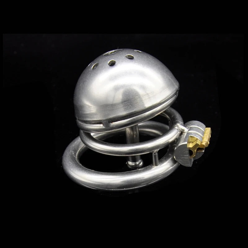Stainless Steel Male Chastity Device with Catheter and Magic Lock Ring