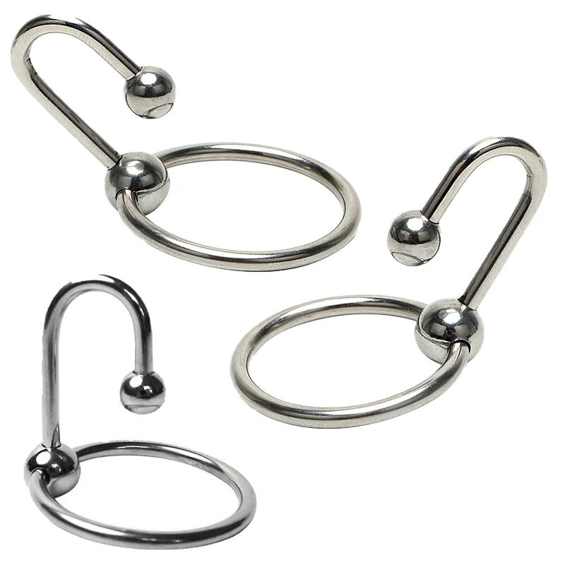 Stainless Steel Urethral Dilator & Penis Ring – Metal Locking Ring for Men