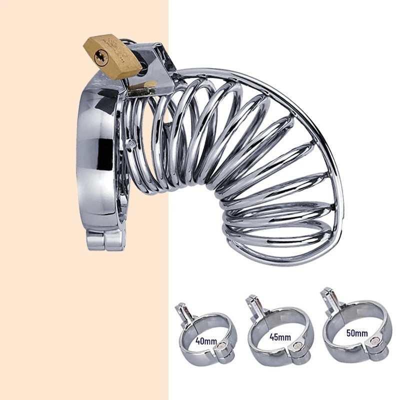 Stainless Steel Male Chastity Cage with Urethral Lock – Secure Metal Restriction Device BDSM