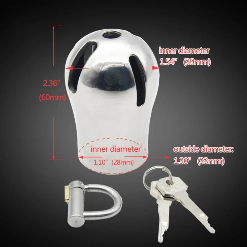 Luxury Stainless Steel Male Chastity Device with Titanium Plug PA Lock