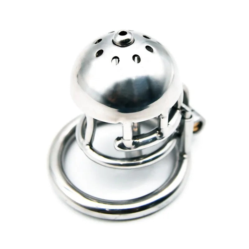 Stainless Steel Male Dual Use PA Chastity Device with Locking Ring