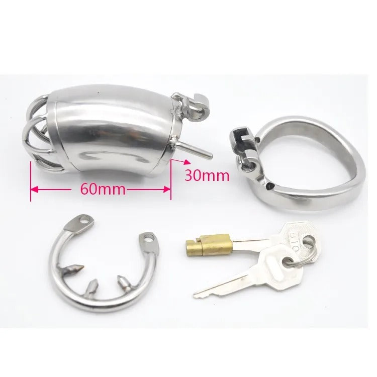 Stainless Steel Stealth Lock Male Chastity Device With  with Anti-Shedding Ring