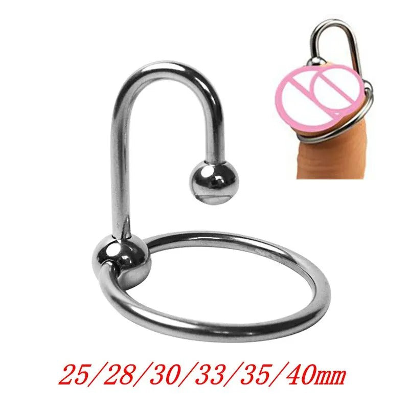 Stainless Steel Urethral Dilator & Penis Ring – Metal Locking Ring for Men