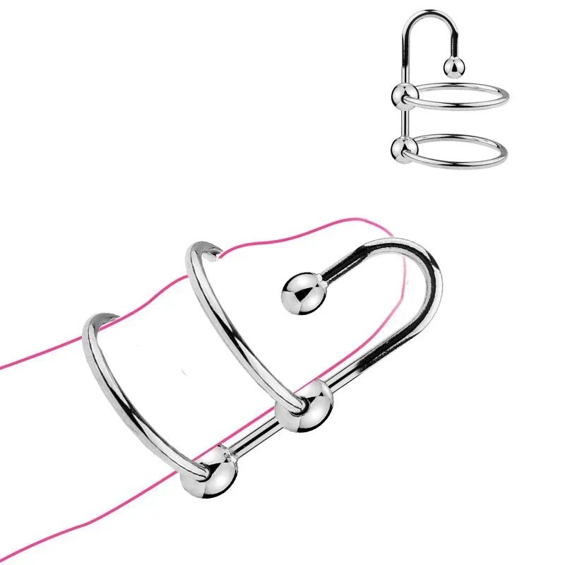 Stainless Steel Urethral Dilator & Cock Ring – Ejaculation Delay Locking Penis Device for Men