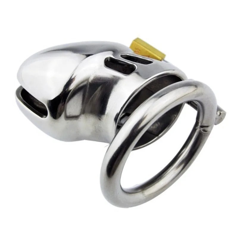 Male Stainless Steel Small Chastity Device with Padlock and Ring BDSM