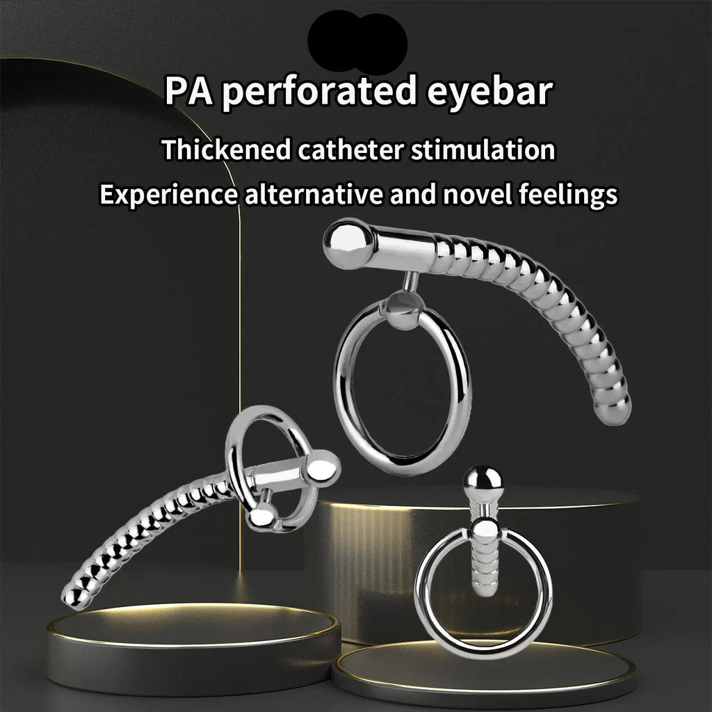 Stainless Steel Beaded Urethral Plug with Ring – Metal Dilator & Stretcher Device for Men