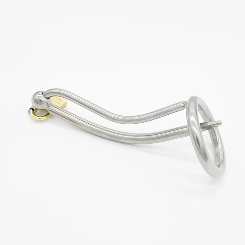 Steel Male Chastity Device with Catheter and Chastity Cage Ring Medical Grade Steel