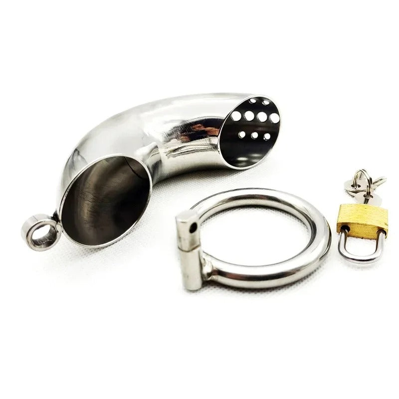 Large Metal Male Chastity Cage – Secure Stainless Steel Locking Device with Adjustable Rings