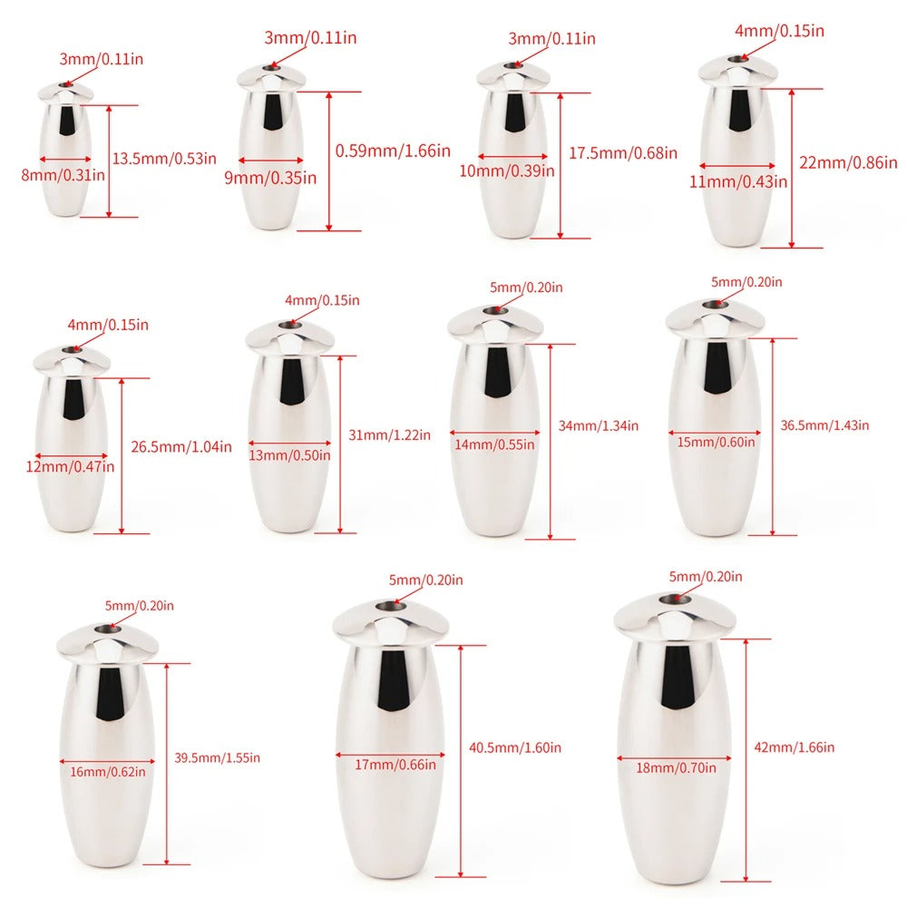 Stainless Steel Men’s Short Plugs | Hollow Urethral Plug | 8mm–20mm