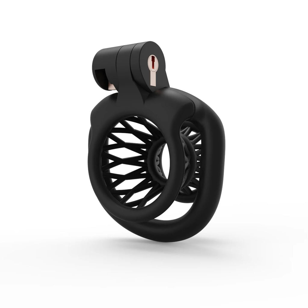 Compact ABS Male Chastity Device – Mini Lock Design with Four Rings