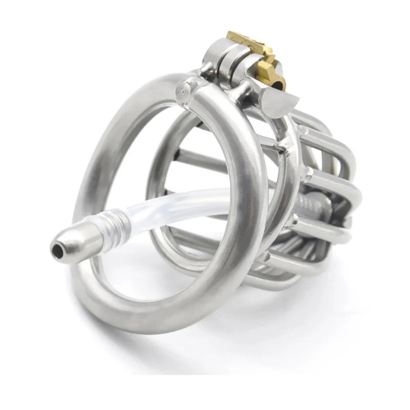 Stainless Steel Chastity Device with Curved Ring