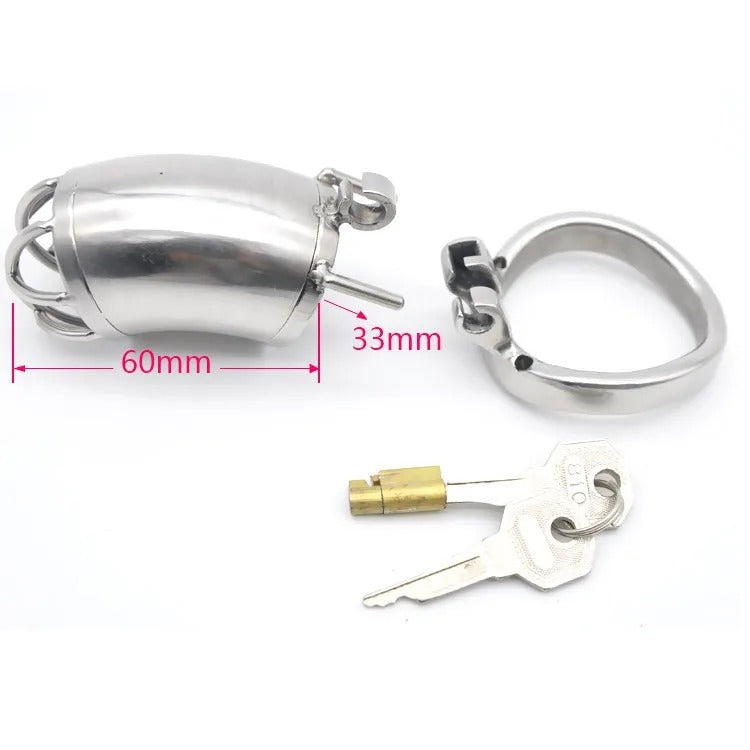 Stainless Steel Stealth Lock Male Chastity Device With Ring