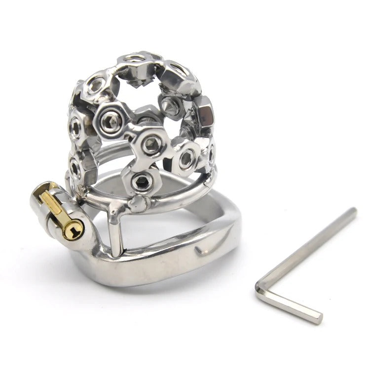 Stainless Steel Male Chastity Device with Lock and Rings