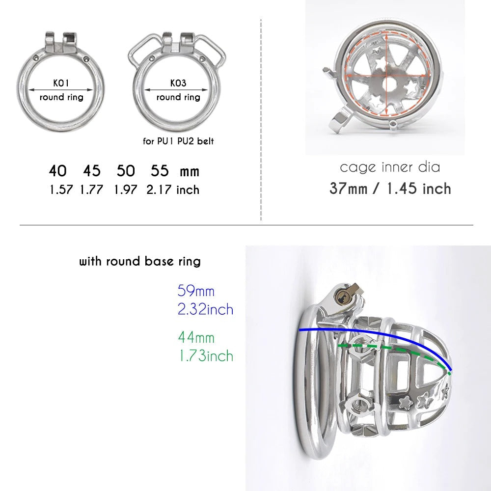 Metal Chastity Cage With Lock – Adjustable Screw Spikes Side
