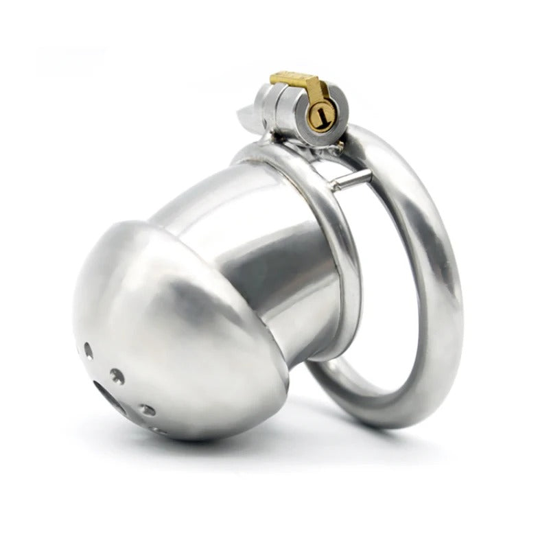 Small Stainless Steel Male Chastity Cage with Secure Base Ring High-Quality Metal