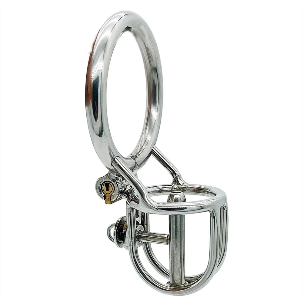 Metal PA Male Chastity Cage – Stainless Steel Locking Device with Fixed Urethral Catheter