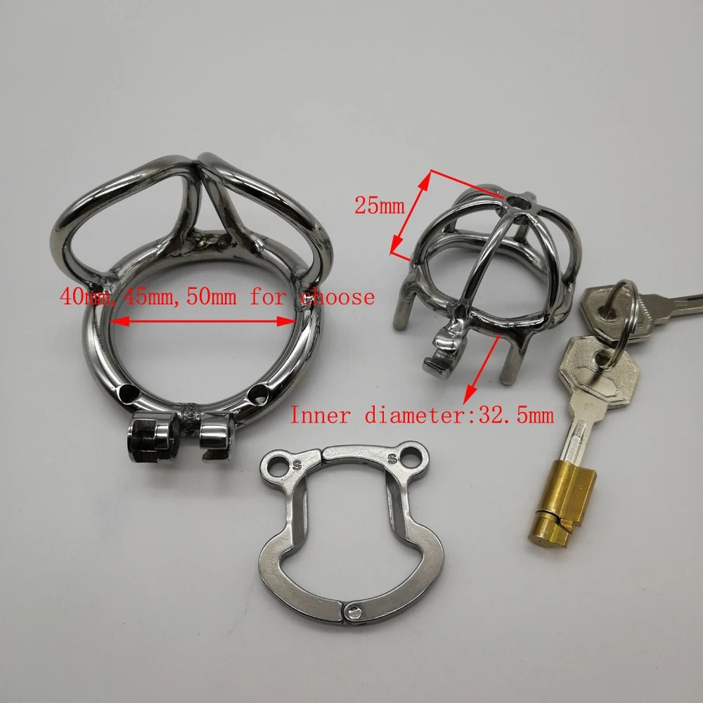 Mini Stainless Steel Male Chastity Cage – Compact Cock Lock with Ring
