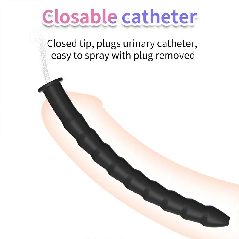 Long Silicone Penis Plug – Hollow Urethral Catheter Dilator for Adults